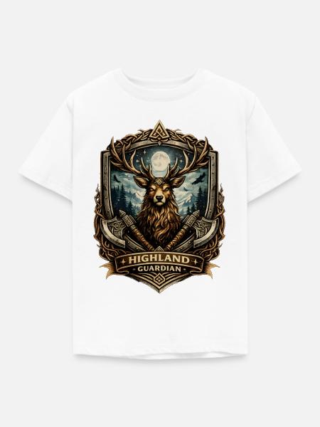 Wappen des Highland Guardian Deer - Kinder T-Shirt - Weiß