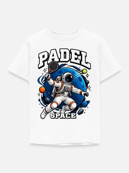 Padel Astronaut Space - Kinder T-Shirt - Weiß
