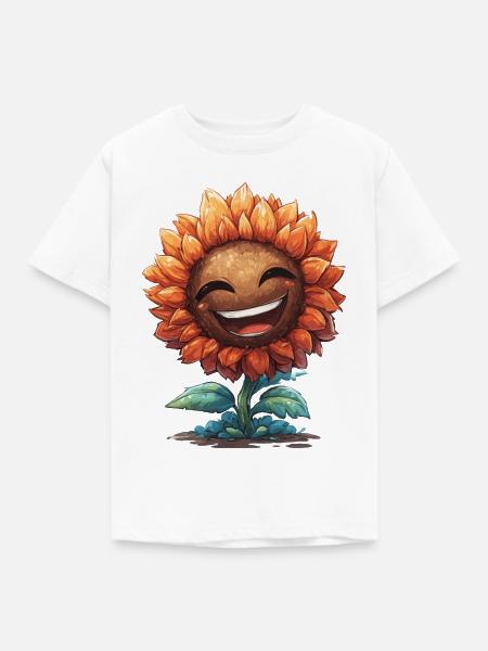 Lächelnder Sonnenblumen Gruß - Kinder T-Shirt - Weiß