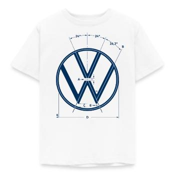 Volkswagen VW Logo Als Konstruktionsgrafik In Weiß - Kinder T-Shirt - Weiß - Vorne - AI Model Kid Male (0cm)