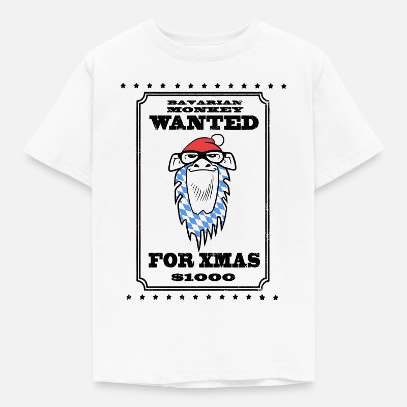 Bavarian Monkey Wanted for Xmas - Maglietta per bambini - bianco
