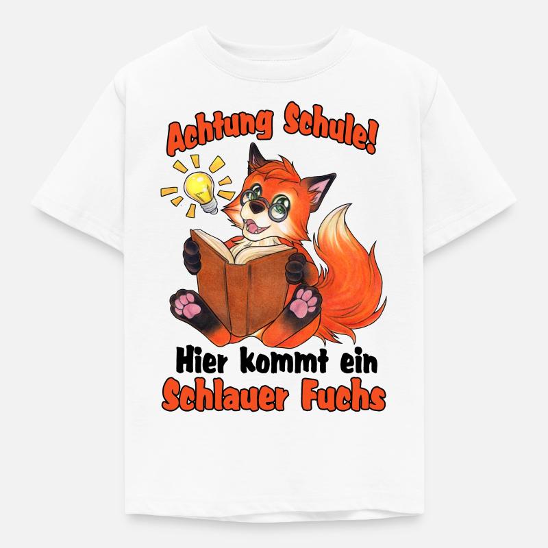 Achtung Schule Hier kommt ein schlauer Fuchs - Kinder T-Shirt - Weiß