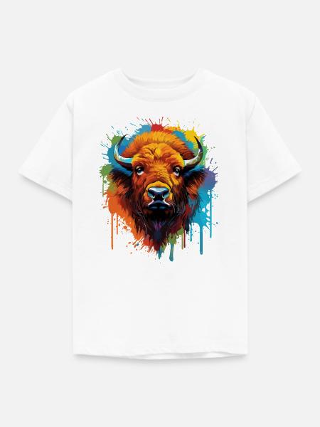 Bison - Kinder T-Shirt - Weiß