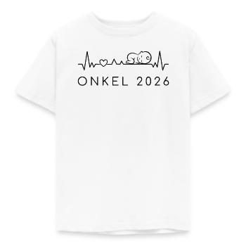 Jeg skal være en onkel 2026 hjerteslag graviditet - Børne-T-shirt - hvid - Foran - AI Model Kid Male (0cm)