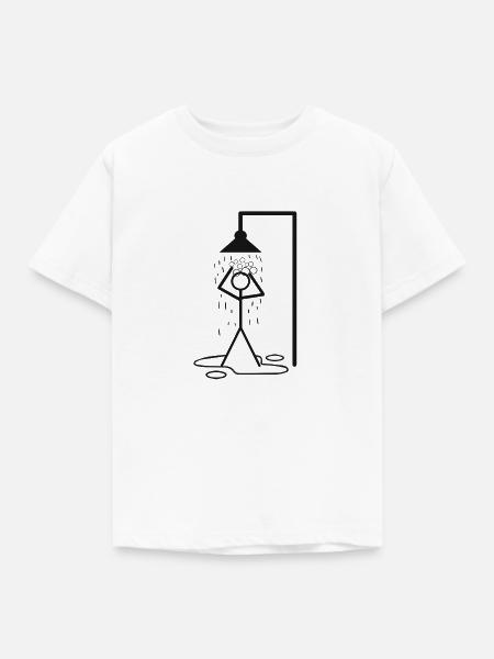 Dusche Strichmännchen - Kinder T-Shirt - Weiß