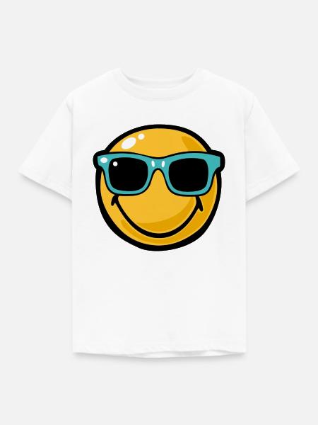 Smiley ray bans - Kinder T-Shirt - Weiß
