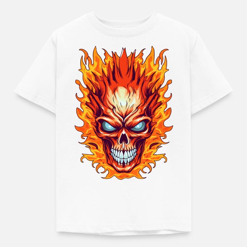 Flammenschädel - Kinder T-Shirt - Weiß