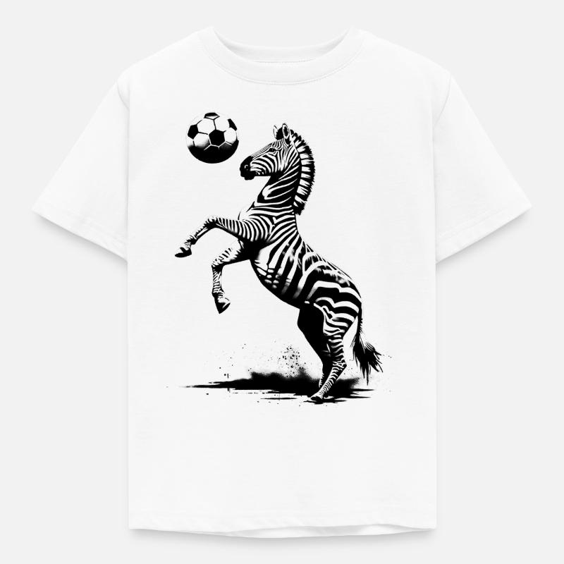 Zebra che gioca a calcio - Maglietta per bambini - bianco