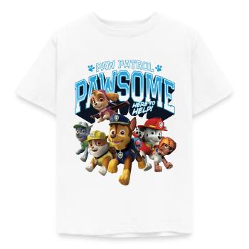 Paw Patrol Pawsome Here To Help Spruch Blau - Kinder T-Shirt - Weiß - Vorne - AI Model Kid Male (0cm)