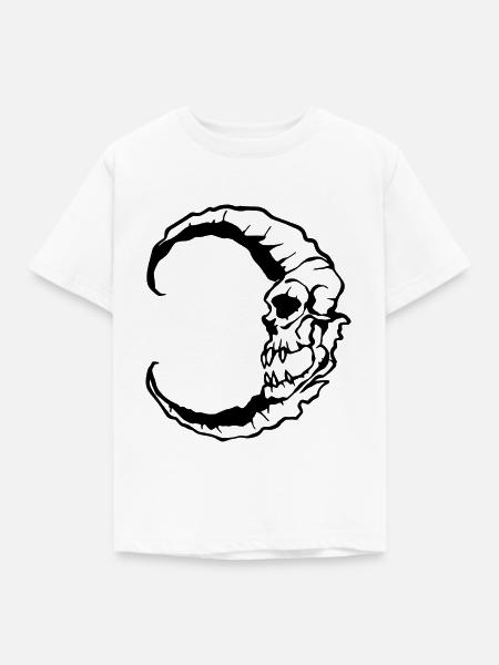 Mondschädel Halloween - Kinder T-Shirt - Weiß