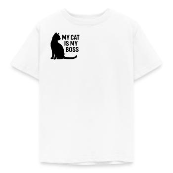 Katze ist Chef - Kinder T-Shirt - Weiß - Vorne - AI Model Kid Male (0cm)