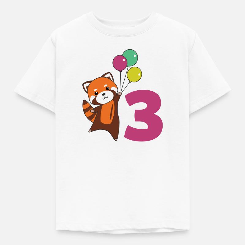 Roter Panda dritter Geburtstag Luftballons Kinder - Kinder T-Shirt - Weiß