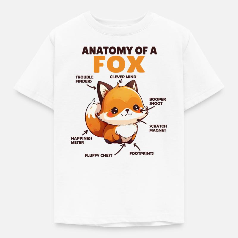 Explication du renard mignon Anatomie d’un renard - T-shirt Enfant - blanc