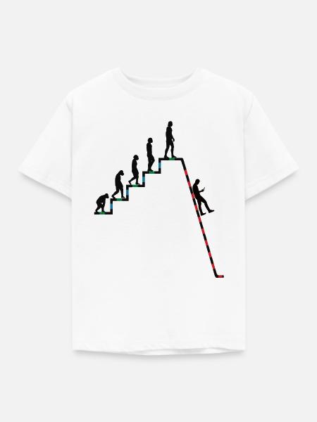 Evolution Richtung Abgrund - Kinder T-Shirt - Weiß