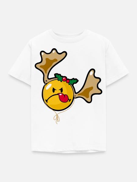 Smiley Christmas Bad Mood - Kinder T-Shirt - Weiß
