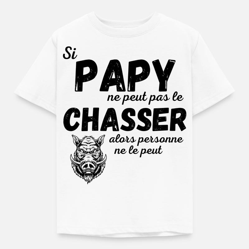 Aller à la chasse avec Papy - T-shirt Enfant - blanc