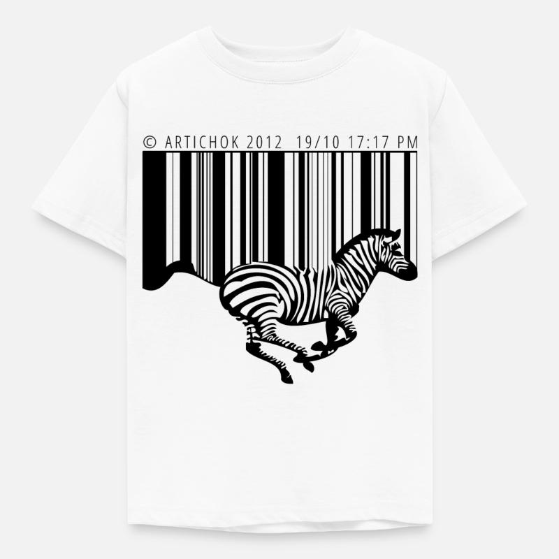 Zebra barcode - Kinder T-Shirt - Weiß