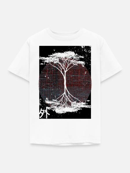 Außerhalb reflektierter Baum - Kinder T-Shirt - Weiß