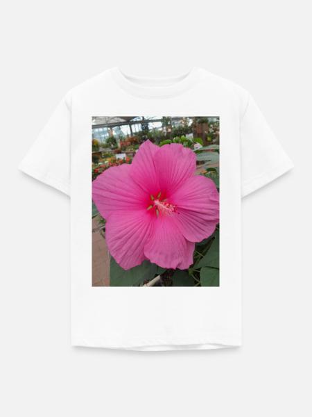 Hibiscus Rose Tropical Glow Textile - Kinder T-Shirt - Weiß