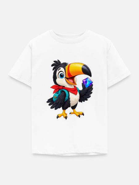 Tropischer Toucan mit Kristall - Kinder T-Shirt - Weiß