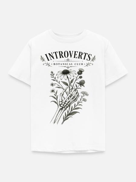 Introvert Botanischer Klub Blumen - Kinder T-Shirt - Weiß