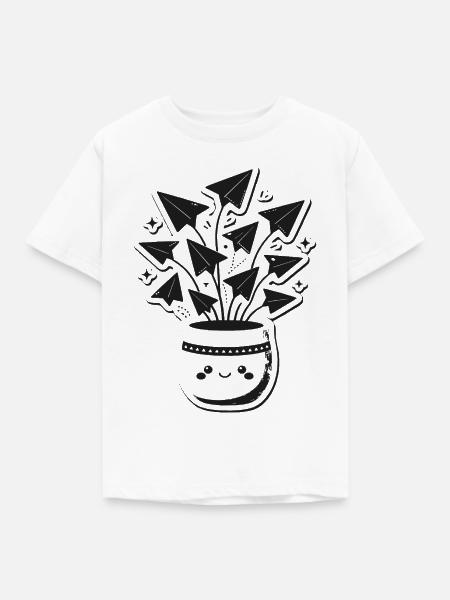 Topf voller Origami-Papierflieger - Kinder T-Shirt - Weiß