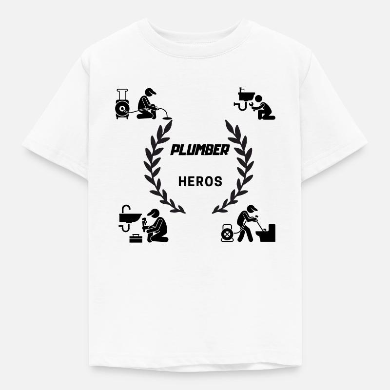 Klempner Wir sind Helden schwarze Schrift - Kinder T-Shirt - Weiß