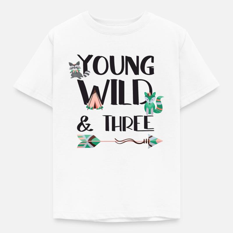 Young Wild & Three - Kinder T-Shirt - Weiß
