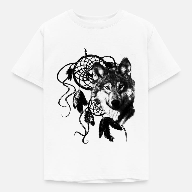 Wolf | Traumfänger | Geschenkidee - Kinder T-Shirt - Weiß