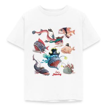 Käpt'n Sharky Fische - Kinder T-Shirt - Weiß - Vorne - AI Model Kid Male (0cm)