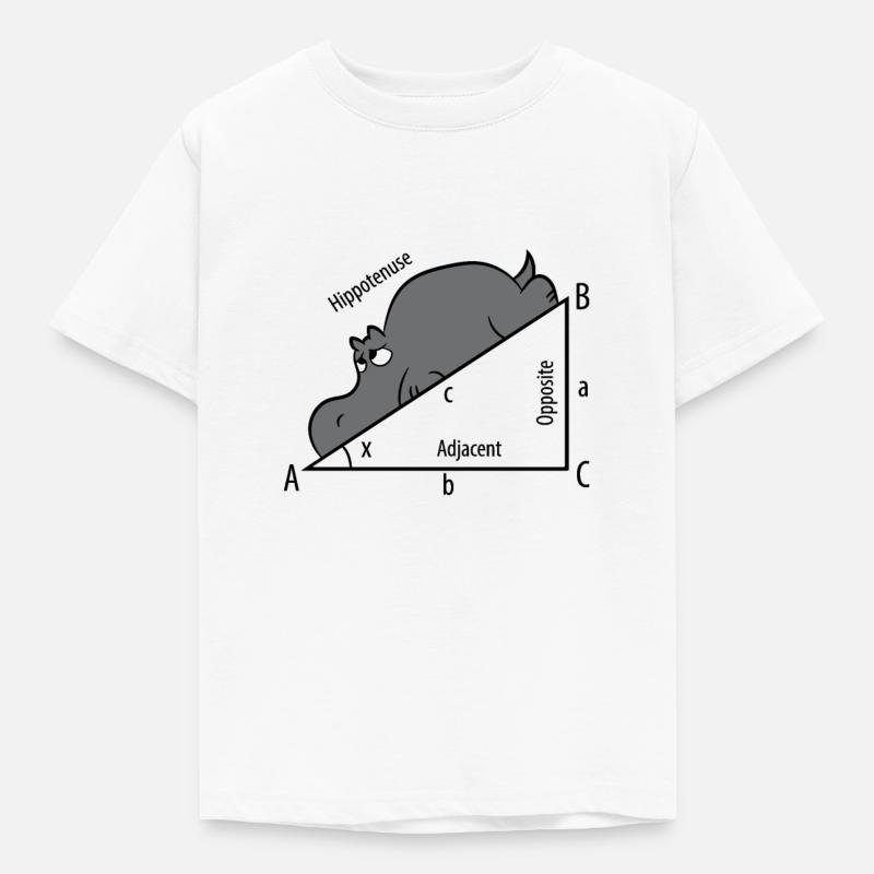 Mathe Pythagoras Hypothenuse Nilpferd Hippo - Kinder T-Shirt - Weiß