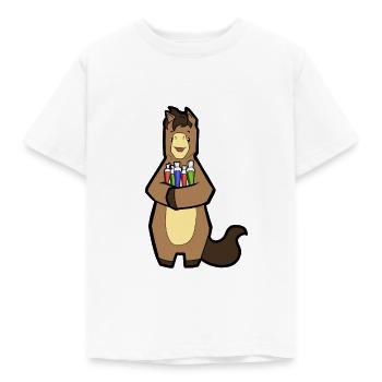 Cheval avec sac de sucre le premier jour d'école - T-shirt Enfant - blanc - Devant - AI Model Kid Male (0cm)