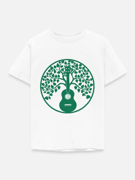 ukulele tree mandala grün - Kinder T-Shirt - Weiß