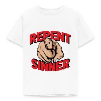 Repent Sinner Red - Kids' T-Shirt - white - Front - AI Model Kid Male (0cm)