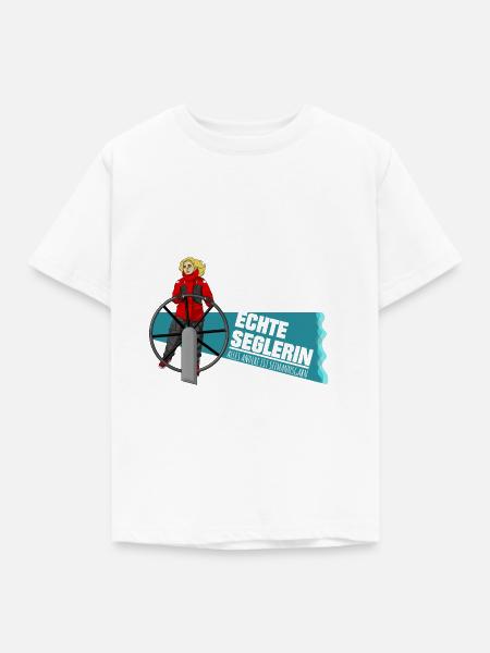 Echte Seglerin - Blond - Skipper - Segelschiff - Kinder T-Shirt - Weiß