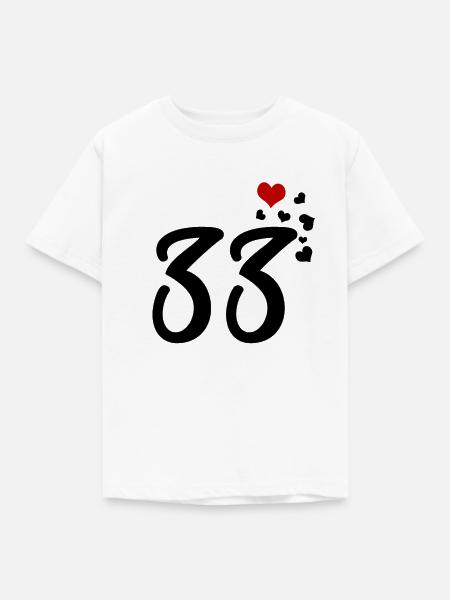 33 Herzen 33. Geburtstag Jubiläum - Kinder T-Shirt - Weiß