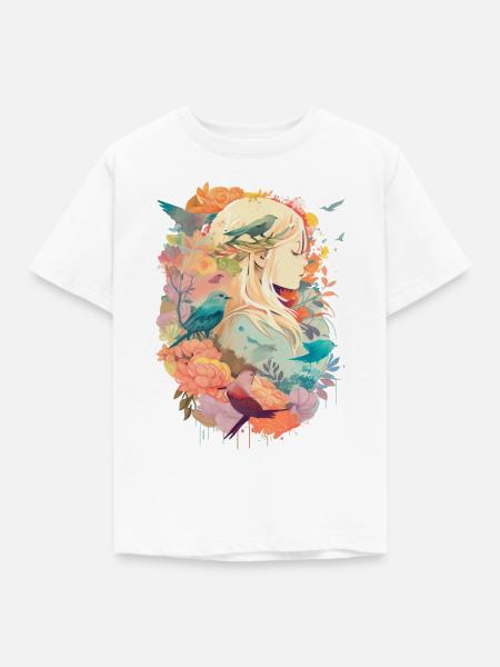 Heiteres Mädchen Aquarell - Kinder T-Shirt - Weiß