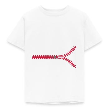 Reissverschluss Zipper Verschluss - Kinder T-Shirt - Weiß - Vorne - AI Model Kid Male (0cm)
