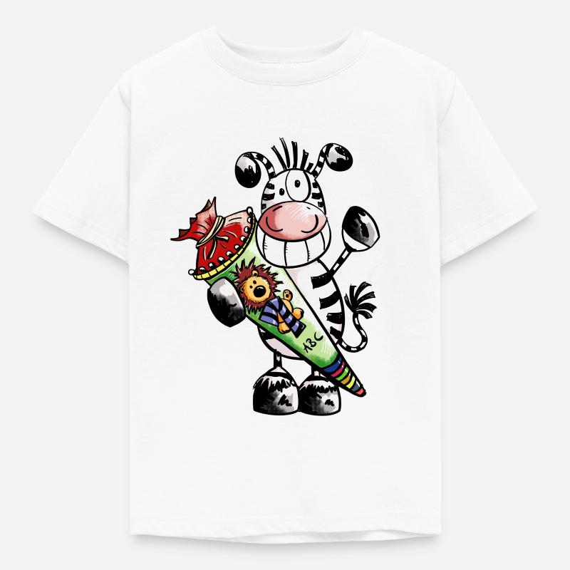 Das Schulkind Zebra - Kinder T-Shirt - Weiß