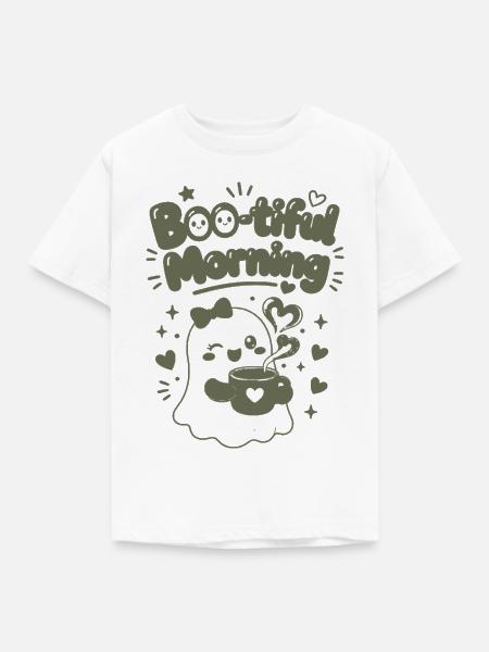 Boo-tiful Morning Geisterkaffee - Kinder T-Shirt - Weiß