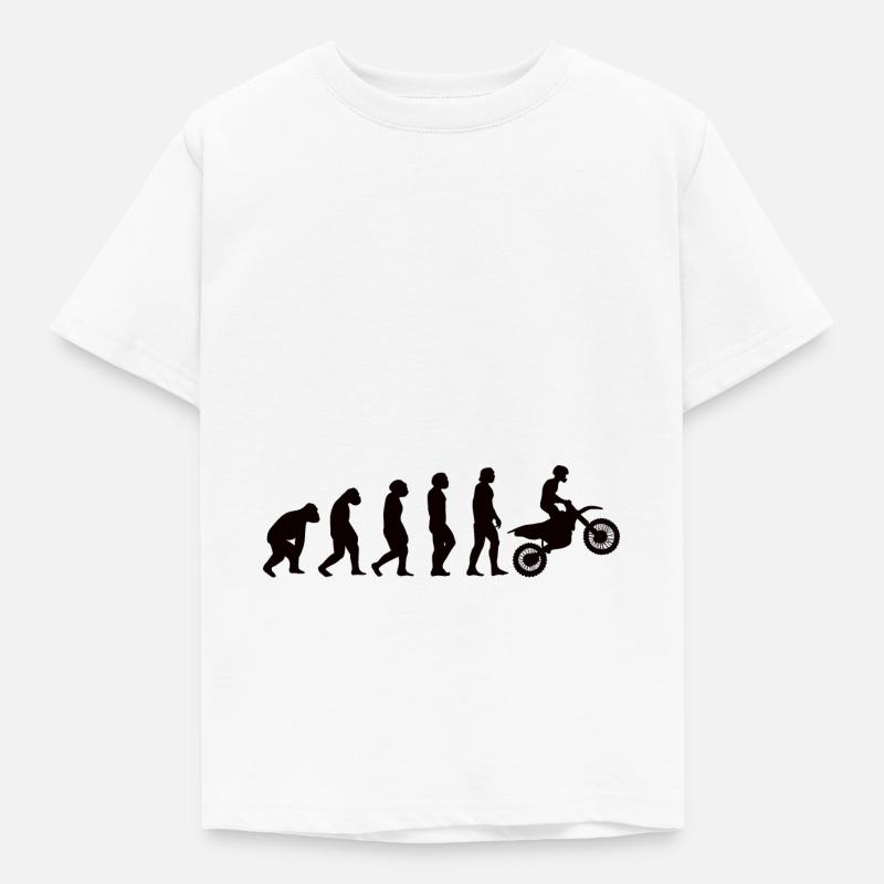 Motorrad Biker Evolution Mofa Moped Motorradfahrer - Kinder T-Shirt - Weiß