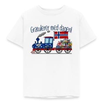 Congratulators med dagen Norway Gifts Railway - T-shirt Enfant - blanc - Devant - AI Model Kid Male (0cm)