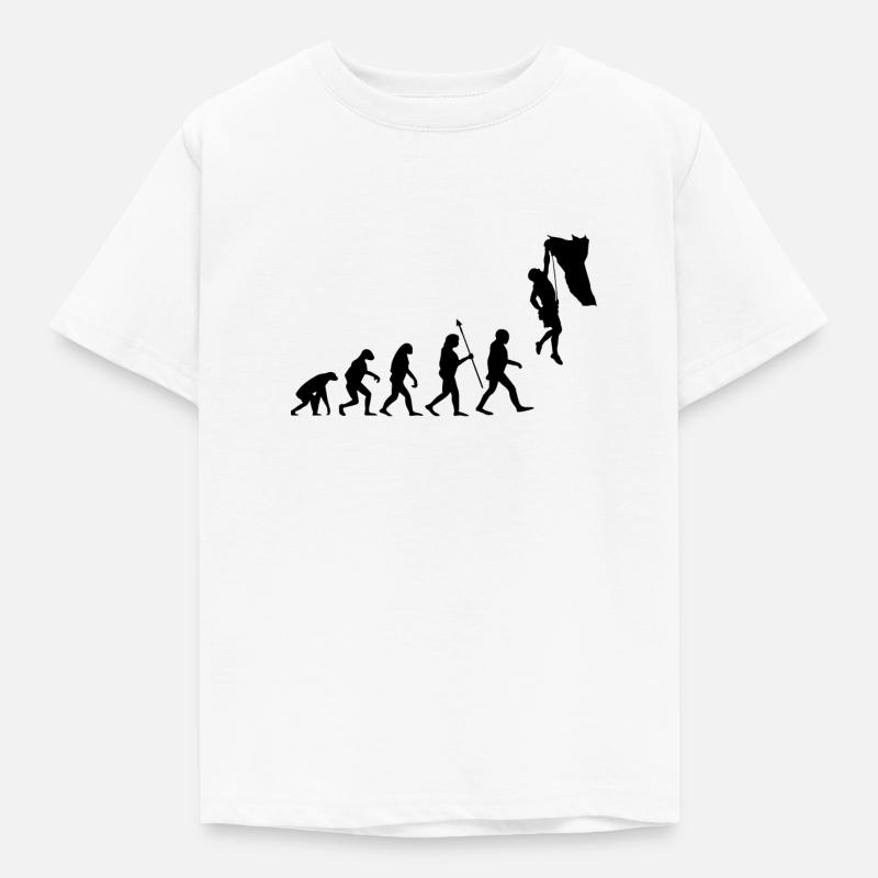 Evolution Klettern Bouldern Climbing Bergsteigen - Kinder T-Shirt - Weiß