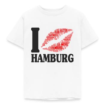 I kiss and love Hamburg - Kids' T-Shirt - white - Front - AI Model Kid Male (0cm)