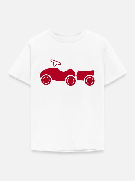 Rutscheauto mit Anhänger - Kinder T-Shirt - Weiß