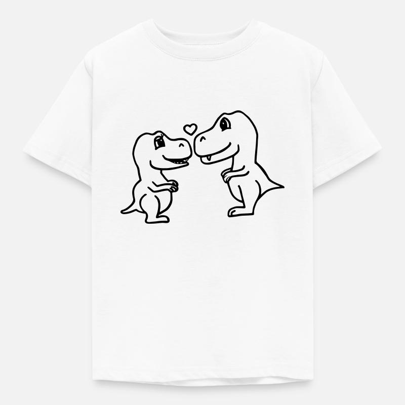Verliebte Dinosaurier - Kinder T-Shirt - Weiß
