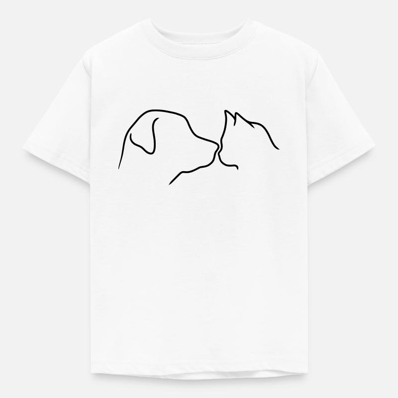 Tête d’animal Chien Chat - T-shirt Enfant - blanc