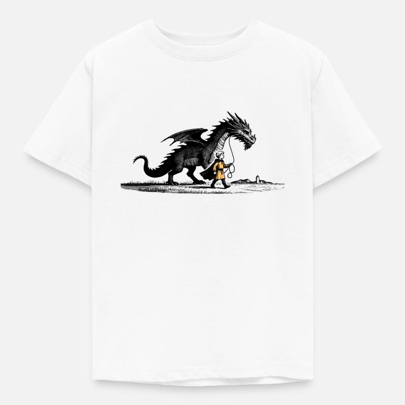Kleiner Junge mit Drachen - Kinder T-Shirt - Weiß