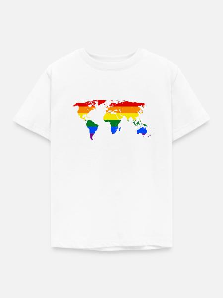 Rainbow World Map - Kinder T-Shirt - Weiß
