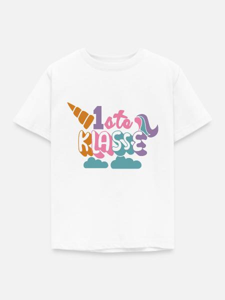 Einschulung T-Shirt Einhorn - Schulkind 2023 - Kinder T-Shirt - Weiß